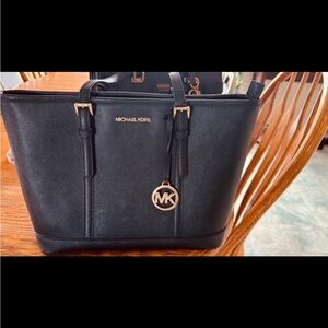 Michael Kors Black Tote with Gold Accents
